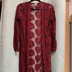 Burgundy Lace Duster